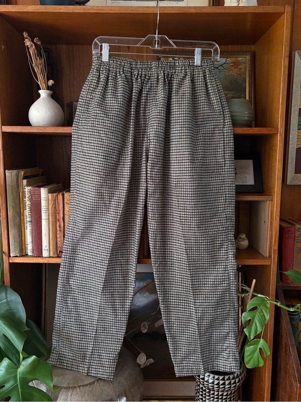 GrandpaCore Handmade Wool Plaid Checkered Elastic Waist Pants M